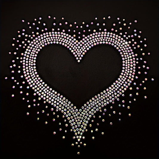 Iron On Heart Rhinestone Applique Transfer DIY Heart T Shirt Face Transfer Decal