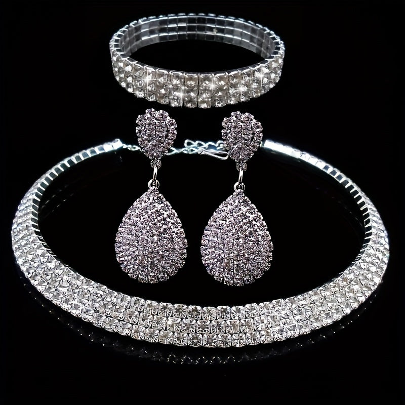 Exaggerated Wedding Jewelry Set Choker Necklace Earrings Bracelet
