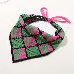 Hollow Crochet Triangular Scarf Floral Weaving Headband for Women