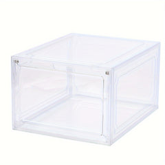 2pcs Plastic Transparent Shoes Storage Box - Stackable Organizer