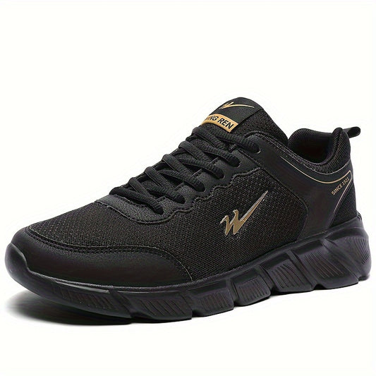 Men's Solid Sneakers Comfy Non Slip Lace Up Casual Soft Sole Shoes