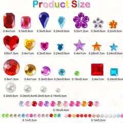 2774pcs Self Adhesive Gemstone Stickers Assorted Shapes Mixed Purple Red Yellow