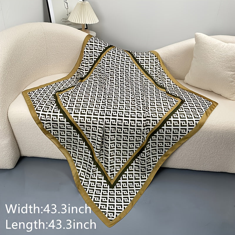 Grid Print Bandana Square Scarf