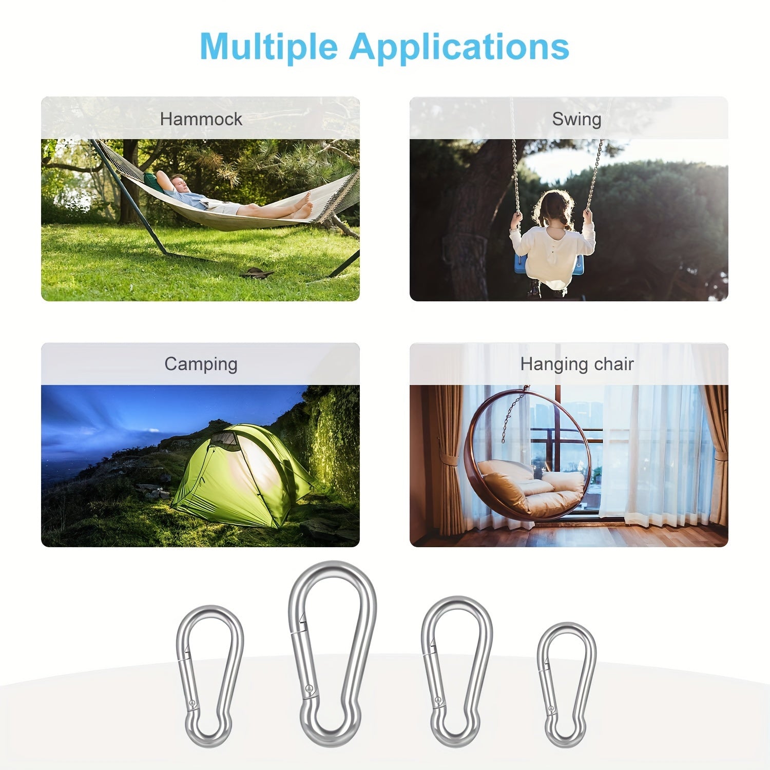 10pcs Stainless Steel Spring Snap Hook Buckle for Outdoor Activities