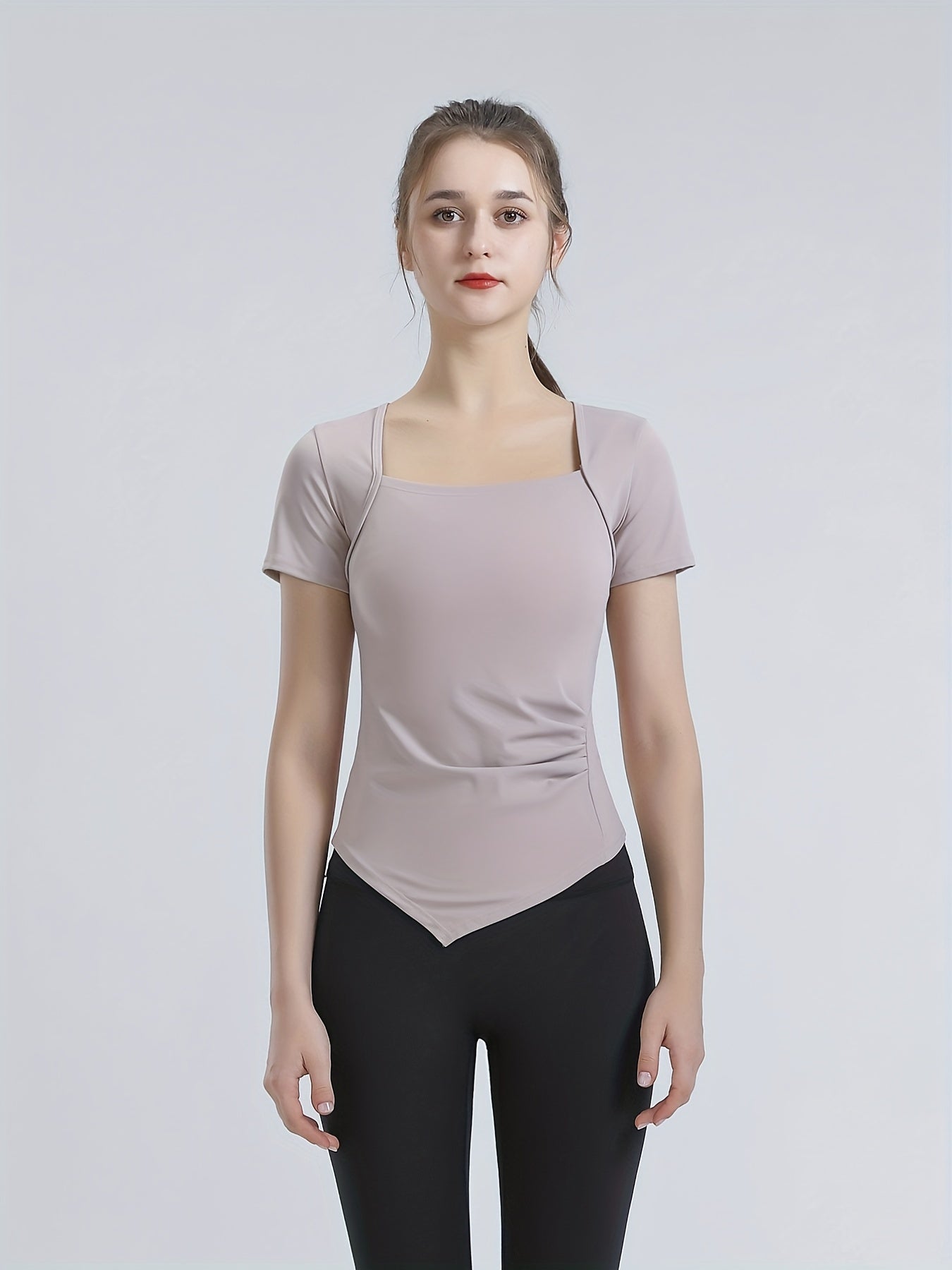 Women's Summer Slim Leisure Sports Short Sleeve T-shirt Solid