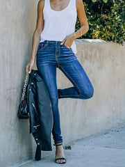 Slim Fit Skinny Leg Jeans High Waist Denim Pants