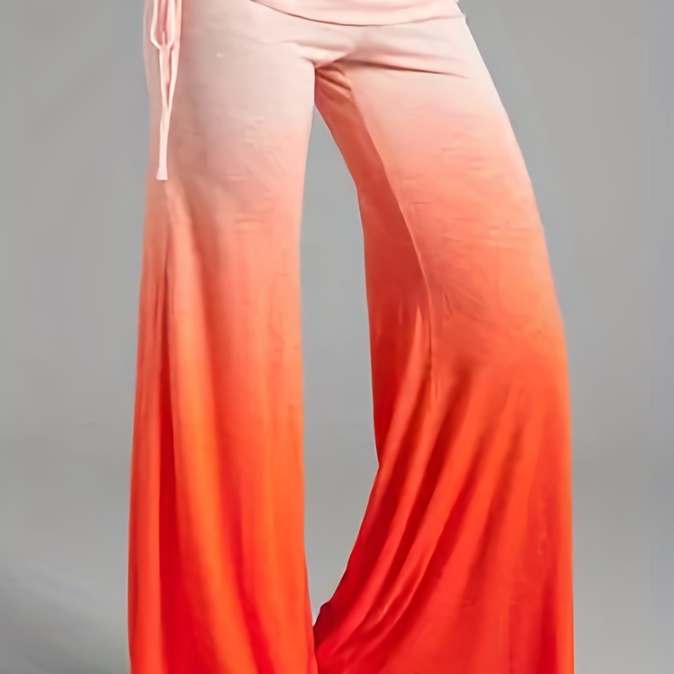 Plus Ombre Print Foldover Waist Drawstring Ruched Flared Leg Pants