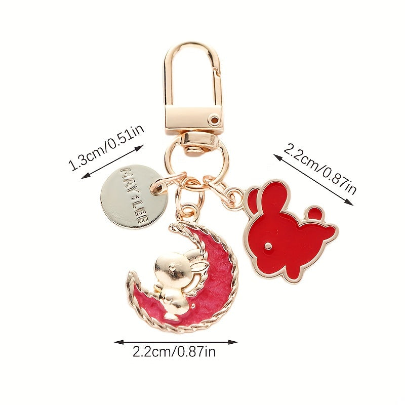 Cartoon Moon Rabbit Keychain For Girls Women Bunny Bag Pendant