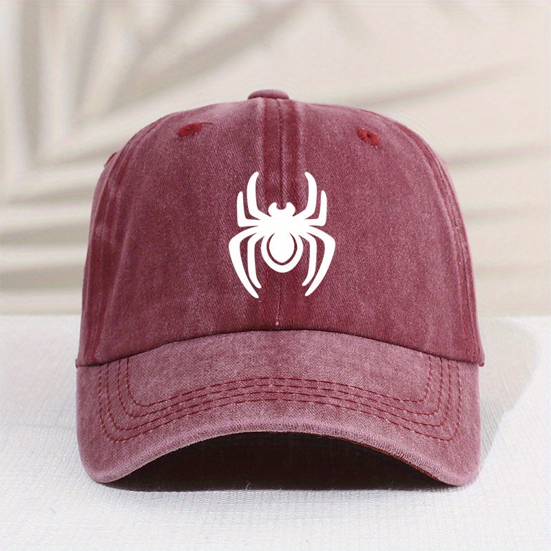Children's Vintage Spider Baseball Cap Distressed Washed Sunshade Duck Tongue