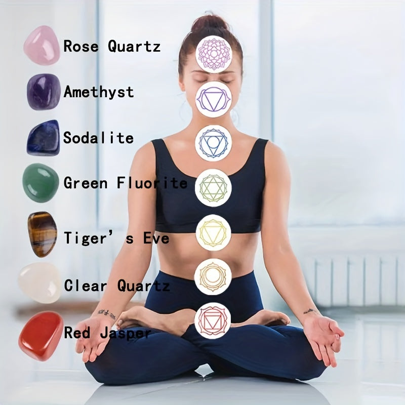 7 Chakras Gemstone Set Natural Crystal Healing Stones Yoga Balance Energy