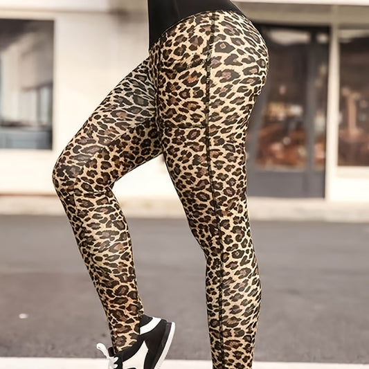 Colorblock Leopard Print High Rise Leggings