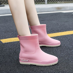 Women's Stylish Waterproof Medium Tube Rain Boots