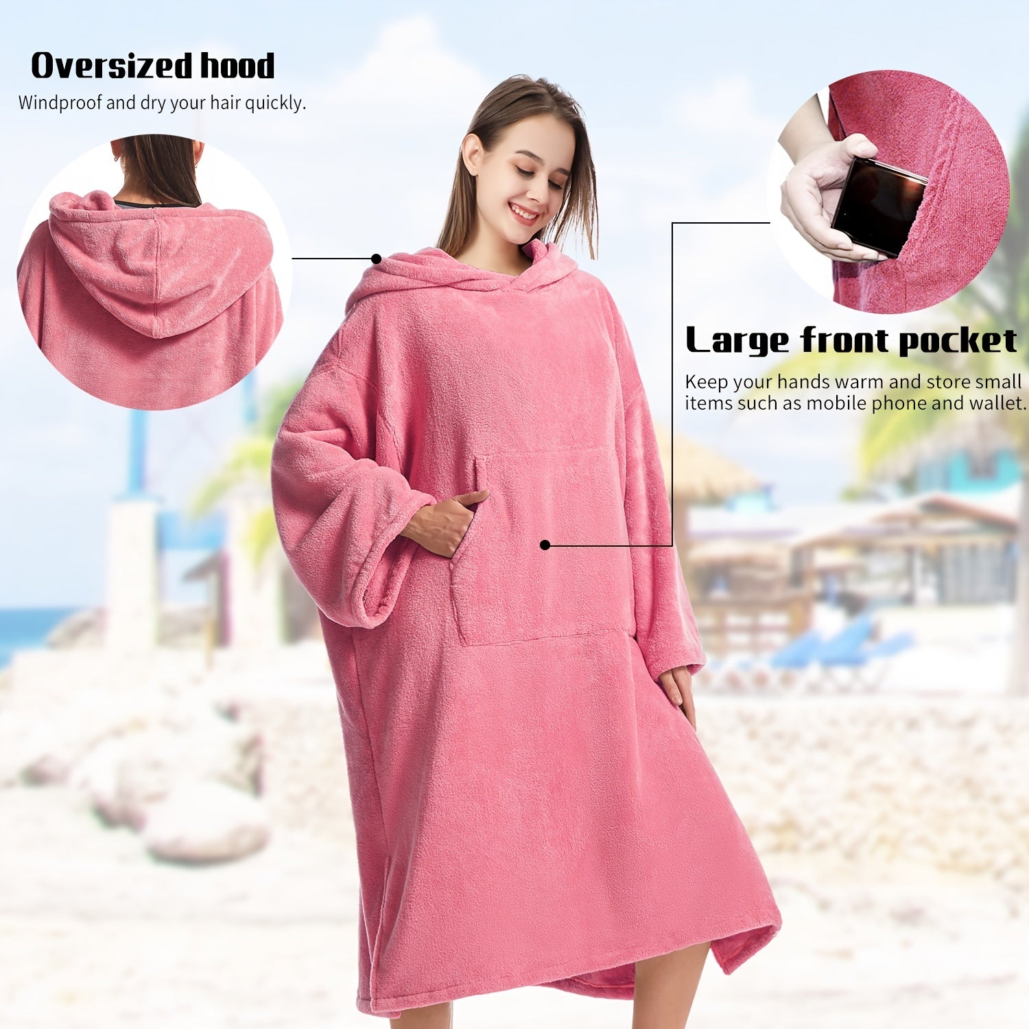 Mutao Surf Poncho Changing Robe Hooded Bathrobe for Swimming