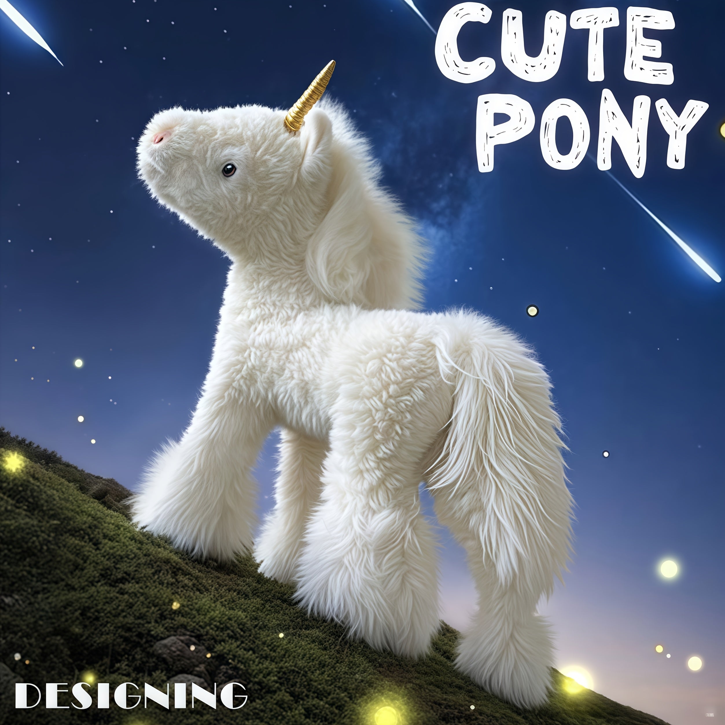 Rainbow Unicorn Stuffed Animal Plush with Purple Mane & Tail