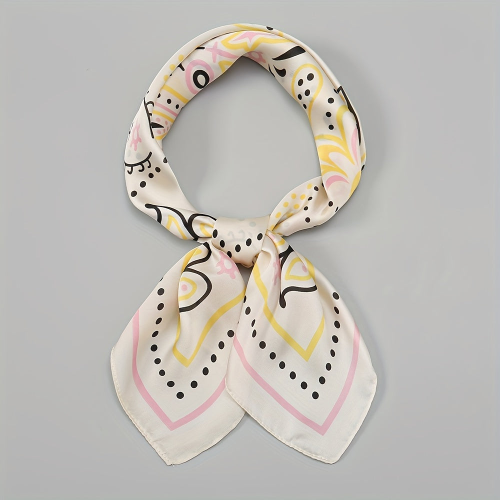 Geometric Paisley Print Bandana Square Scarf Satin Neckerchief