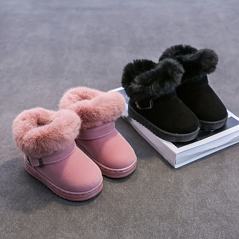 Girls' Slip On Snow Boots Soft & Warm Fleece Indoor Outdoor Walking