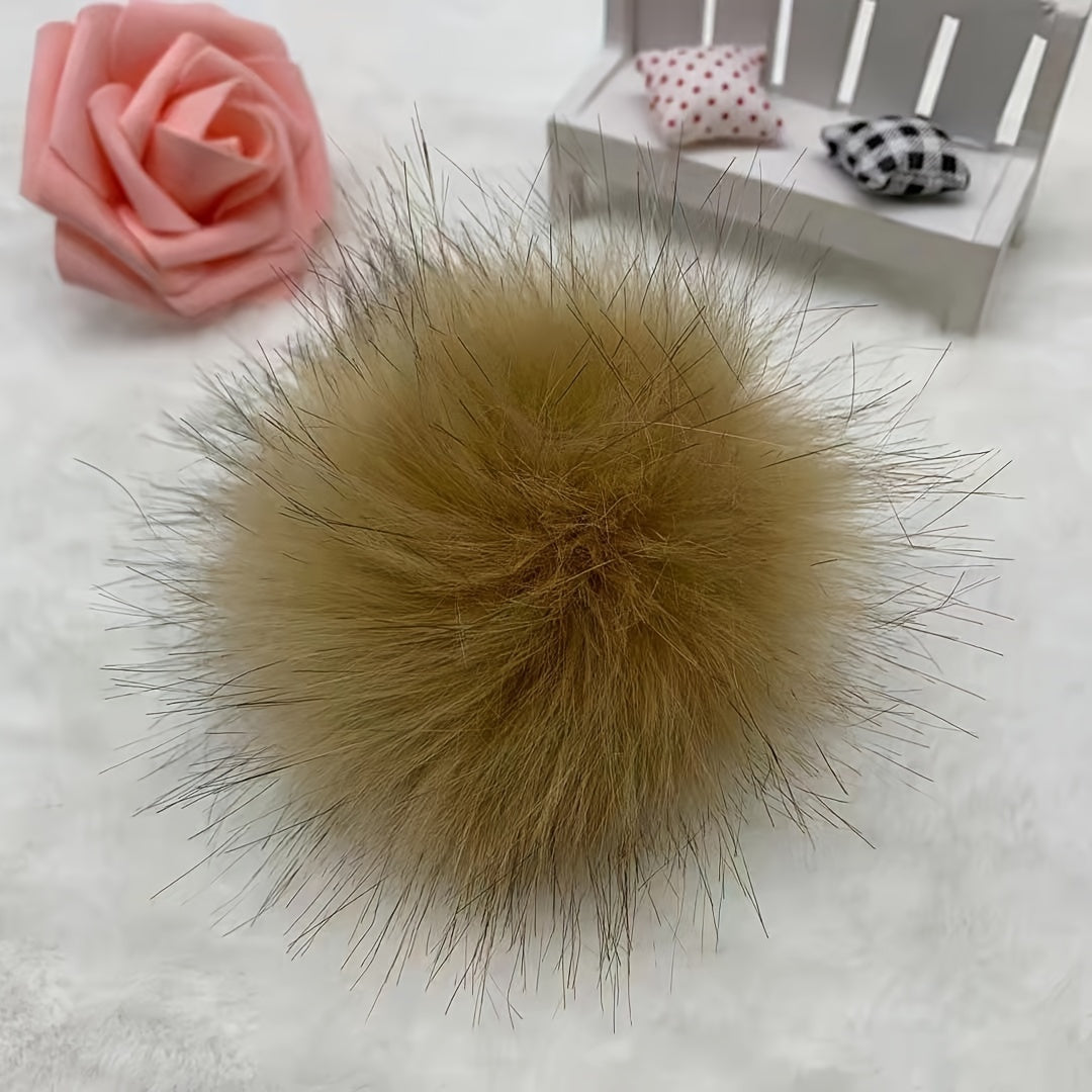 2pcs Faux Fur Pom Balls for Crafts Keychains Scarves Gloves Bags Knitting