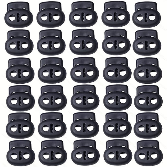 30pcs Plastic Cord Locks Double Hole Cord Stops Fastener Toggles for Paracord
