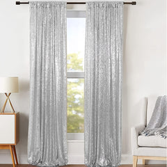 2pcs Sequin Backdrop Curtains Glitter Photo Booth Backdrops Curtains