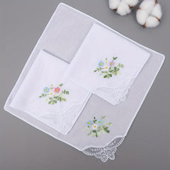 8 Pack 10.83Inch Embroidered Square Scarves Lightweight Lace Handkerchiefs