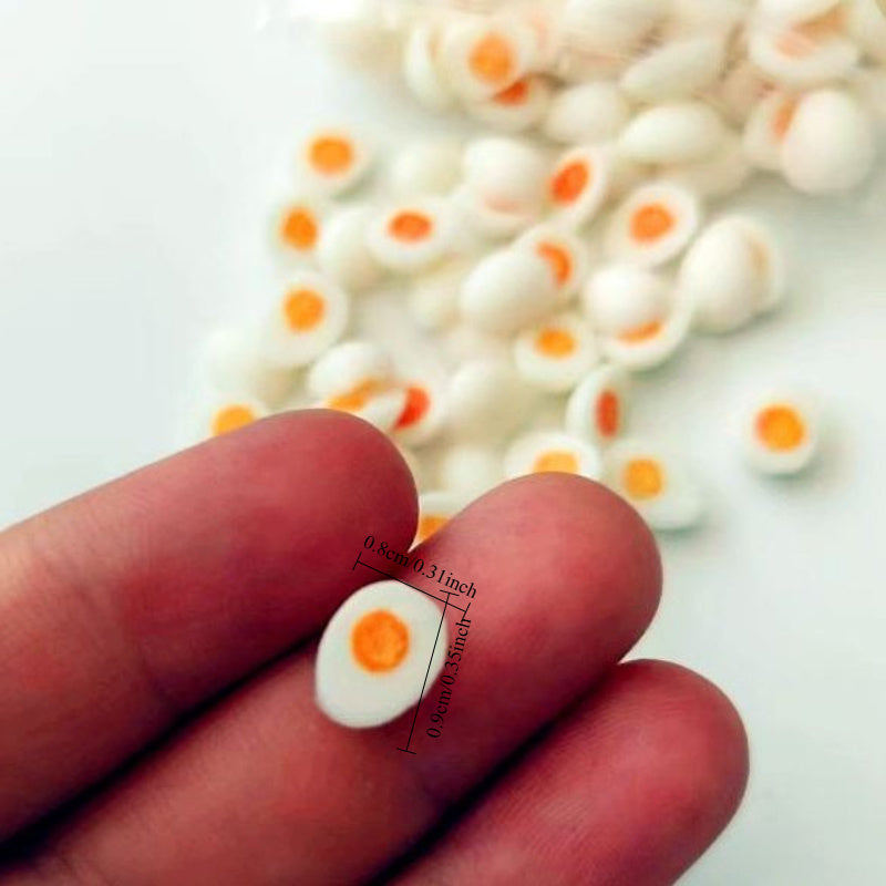 3pcs Boiled Egg Dolls with Orange Detailing Realistic Kitchen Accessories