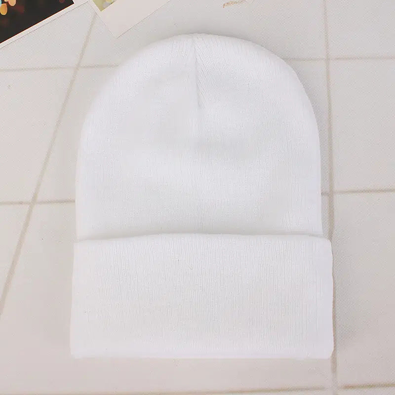 Fluorescent Knitted Beanie Hats Elastic Woolen Cap