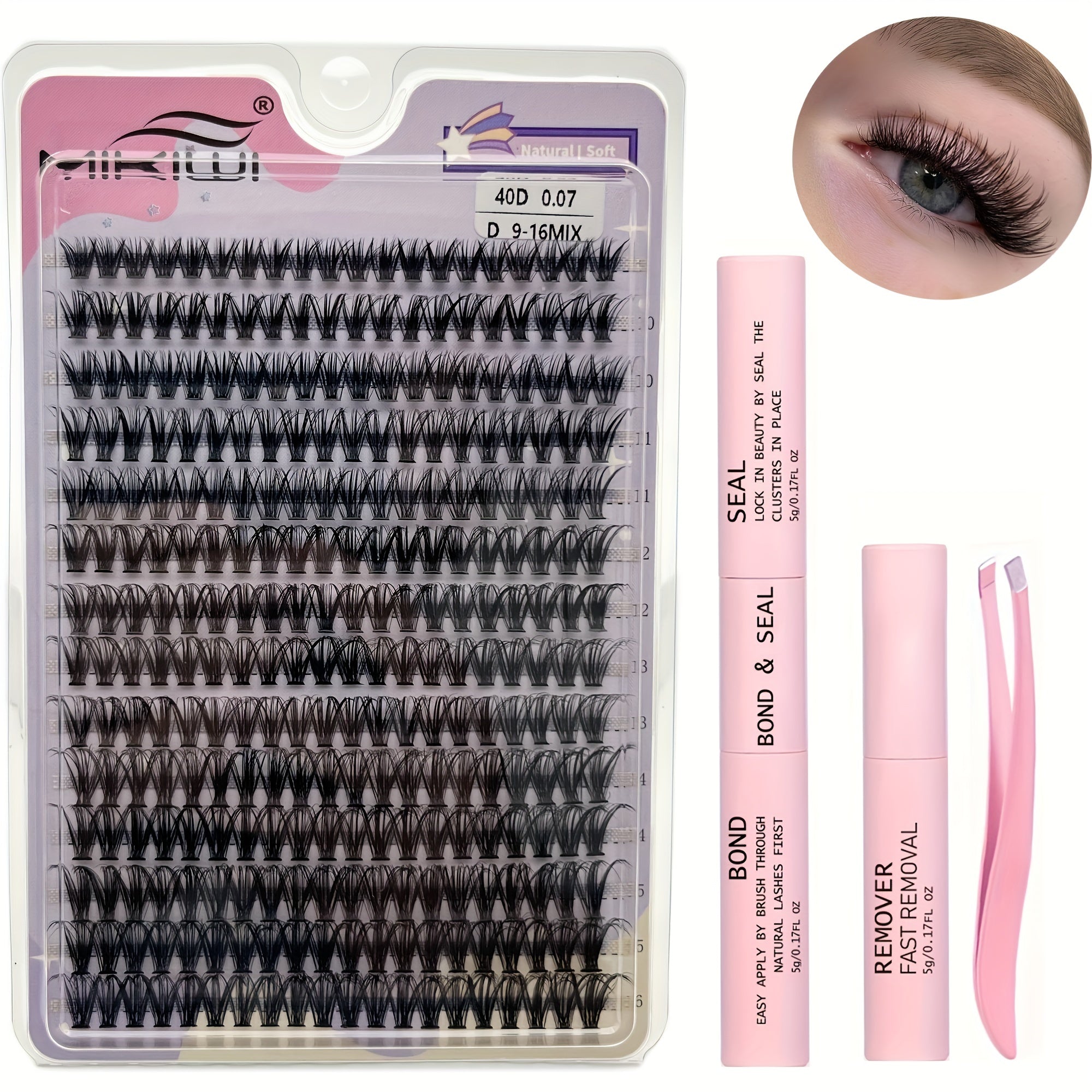 280Pcs Cluster Lashes 30D 40D D Curl Mix Lash Extension