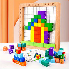 Wooden Counting Blocks Set Number Puzzle Cubes Educational Toy
