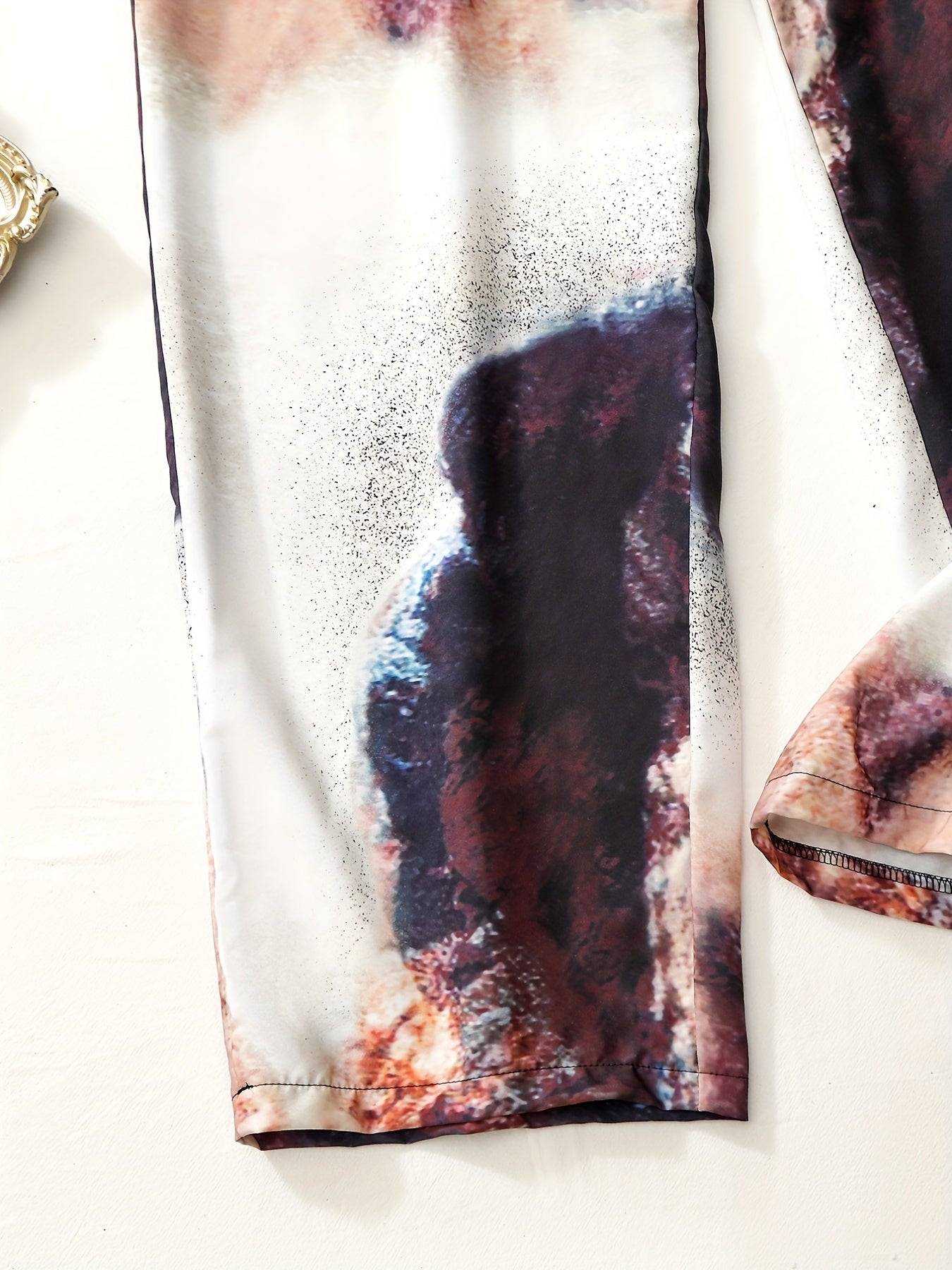 Women's Plus Marble Print High Rise Straight Leg Trousers
