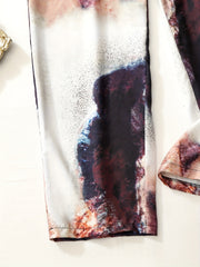 Women's Plus Marble Print High Rise Straight Leg Trousers