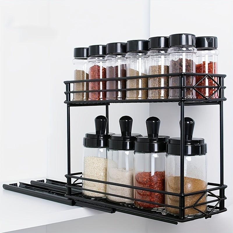 2 Tier Kitchen Shelves Spice Holder Seasoning Bottle Rack