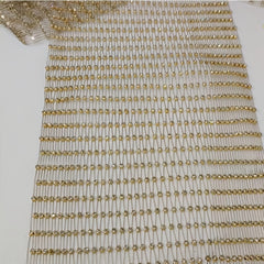 Golden Crystal Rhinestone Fishnet Fabric One Yard DIY Costume Mask Headband