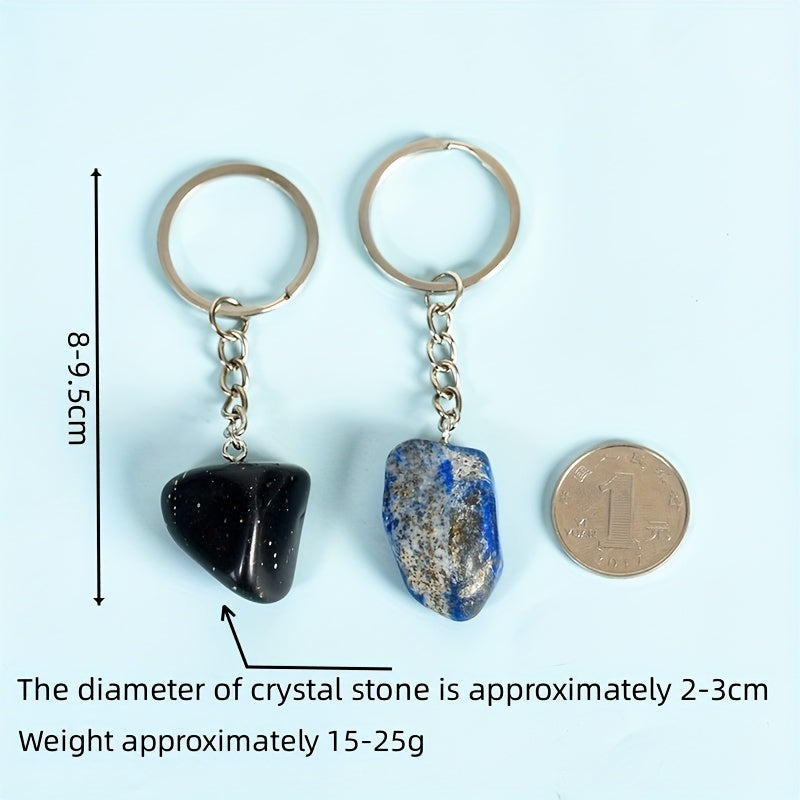 Natural Stone Healing Crystal Agate Keychain Pendant Bag Buckle Key Chain