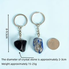 Natural Stone Healing Crystal Agate Keychain Pendant Bag Buckle Key Chain
