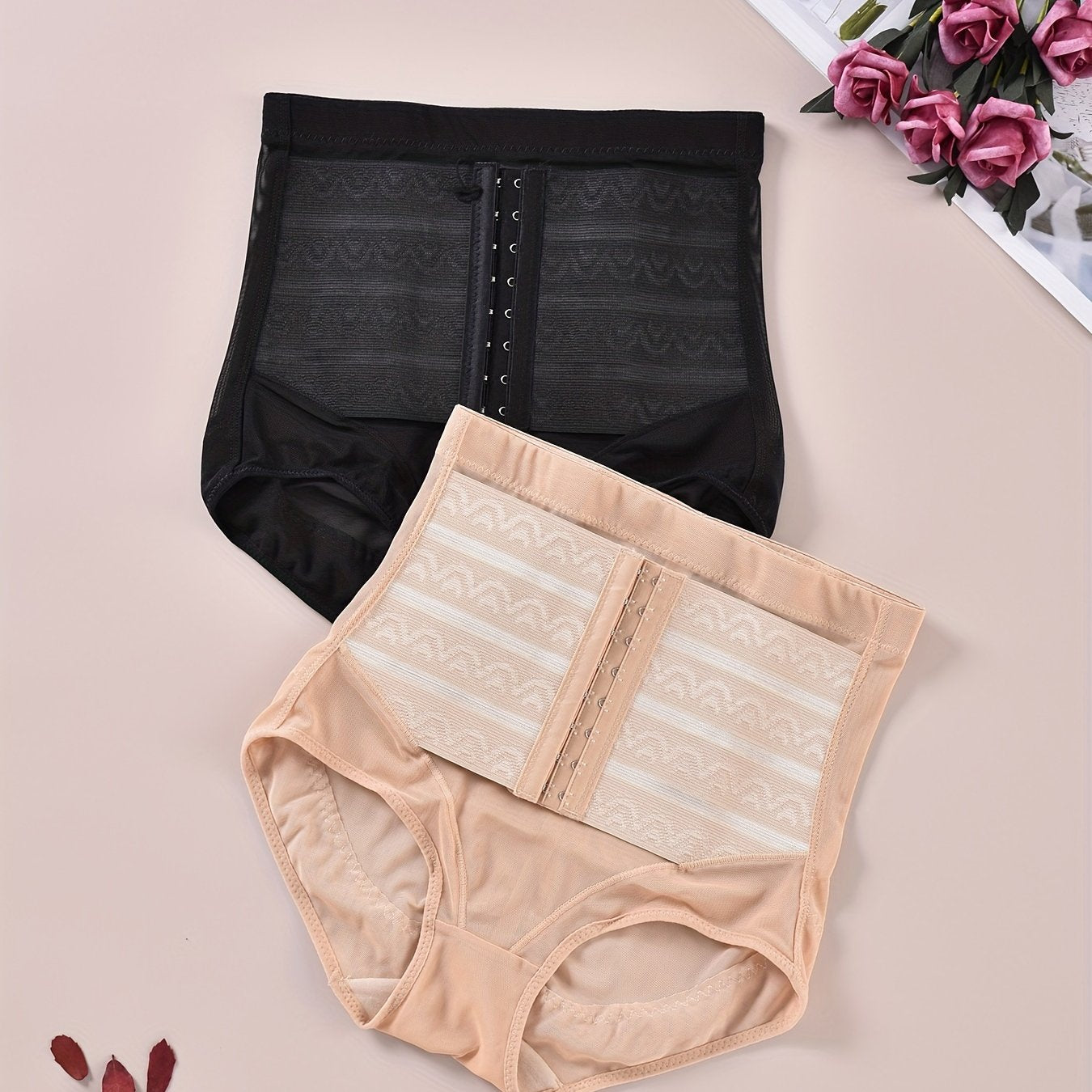 2pcs High Waist Tummy Control Panties Women's Shapewear Underwear