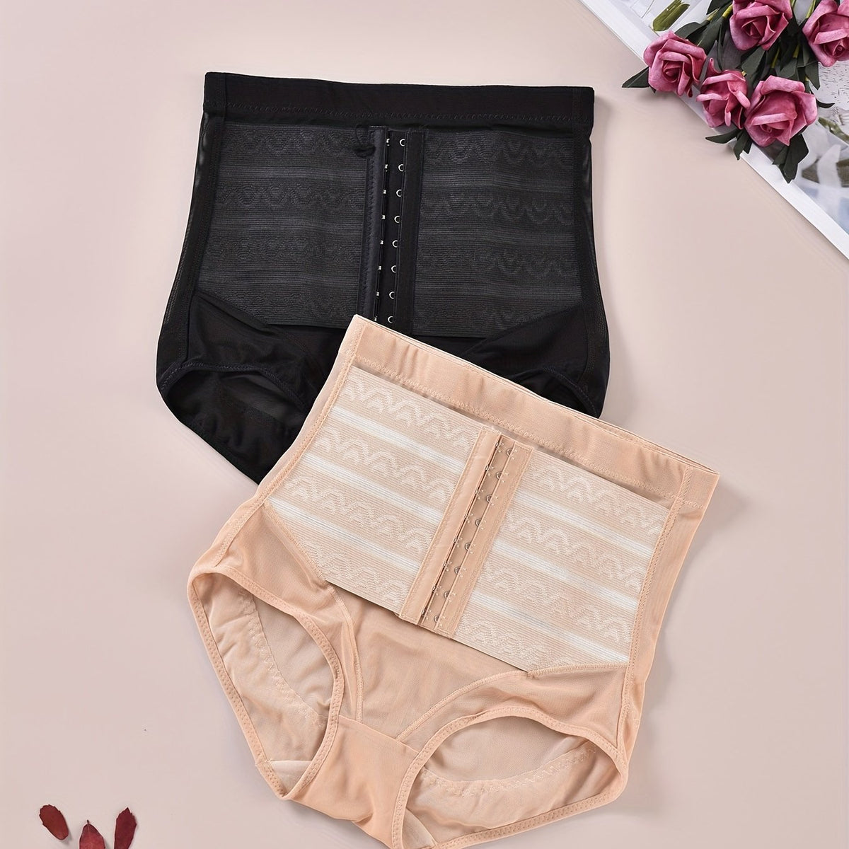 2pcs High Waist Tummy Control Panties Women's Shapewear Underwear