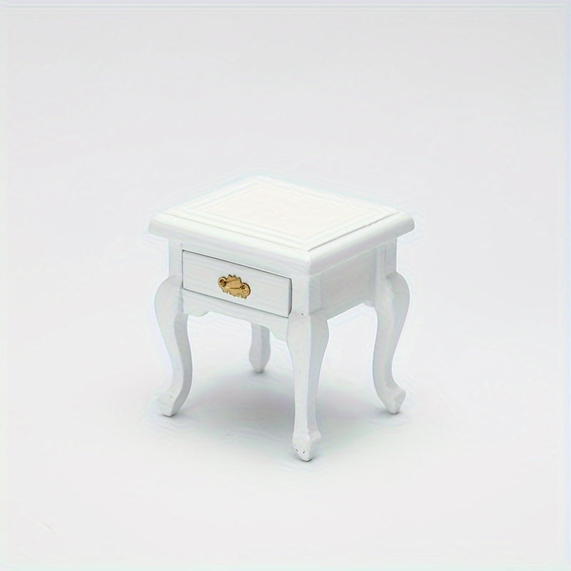 1pc Doll House Mini Furniture Wooden Bedside Cabinet DIY Decoration Model