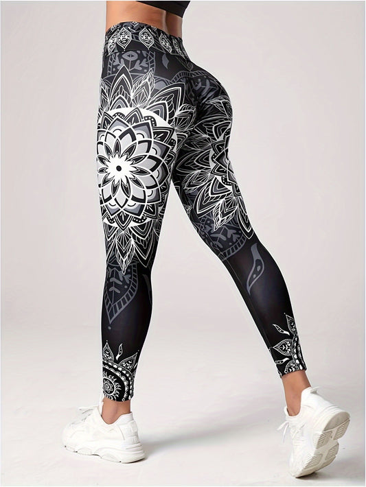 Lotus Flower Yoga Pants High Waist Leggings Women's Activewear