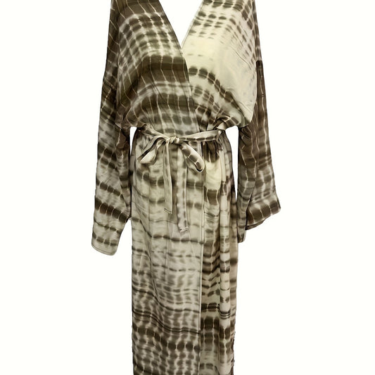 Tie Dye Striped Kimono Cover Up