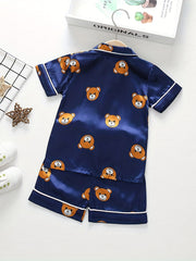 Boys Teen Bear Graphic Shirt & Shorts Set for Summer
