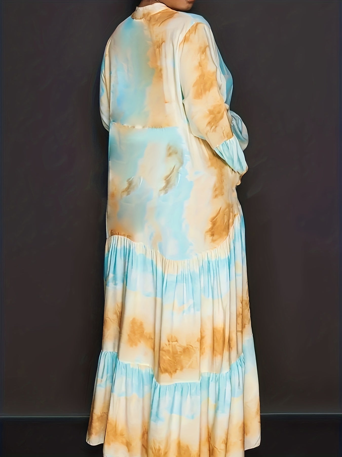  Tie Dye Bell Sleeve Maxi Dress