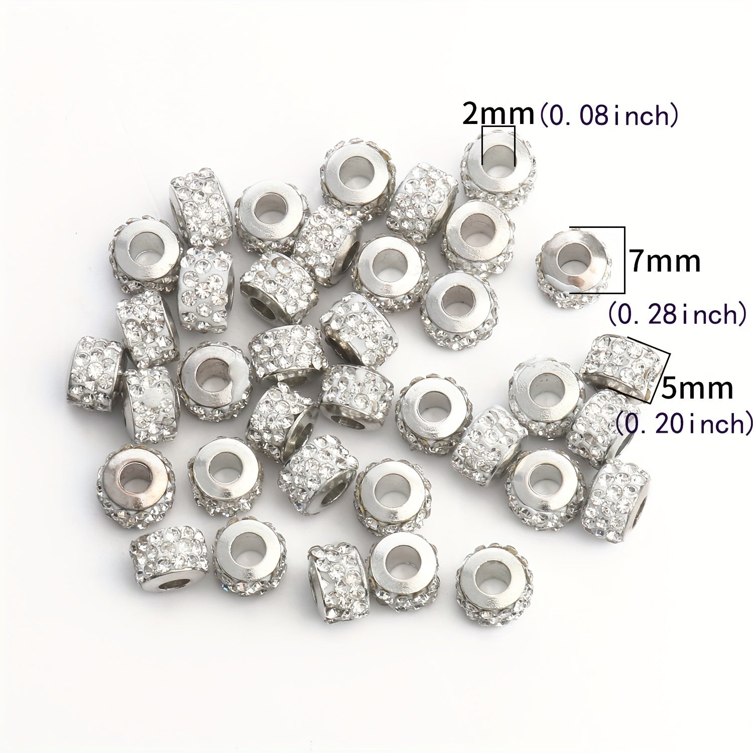 7x5mm Rhinestone Spacer Beads Pave Crystal Clay for Charms Jewelry