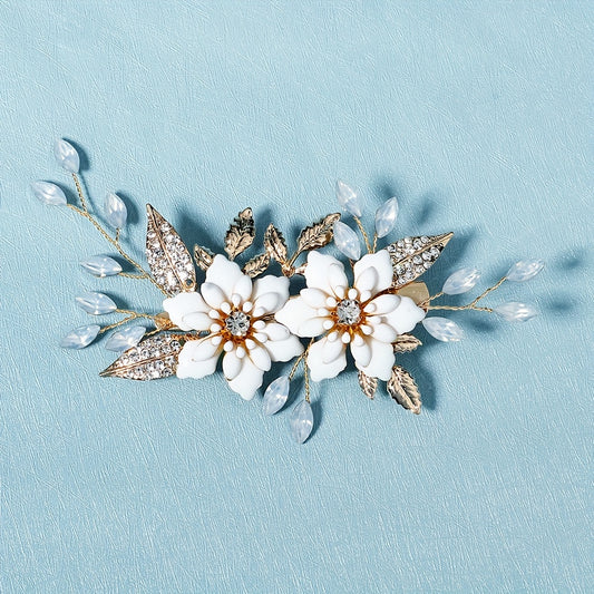 Rhinestone Crystal Pearl Bridal Hair Clip Flower Duck Billed Clip