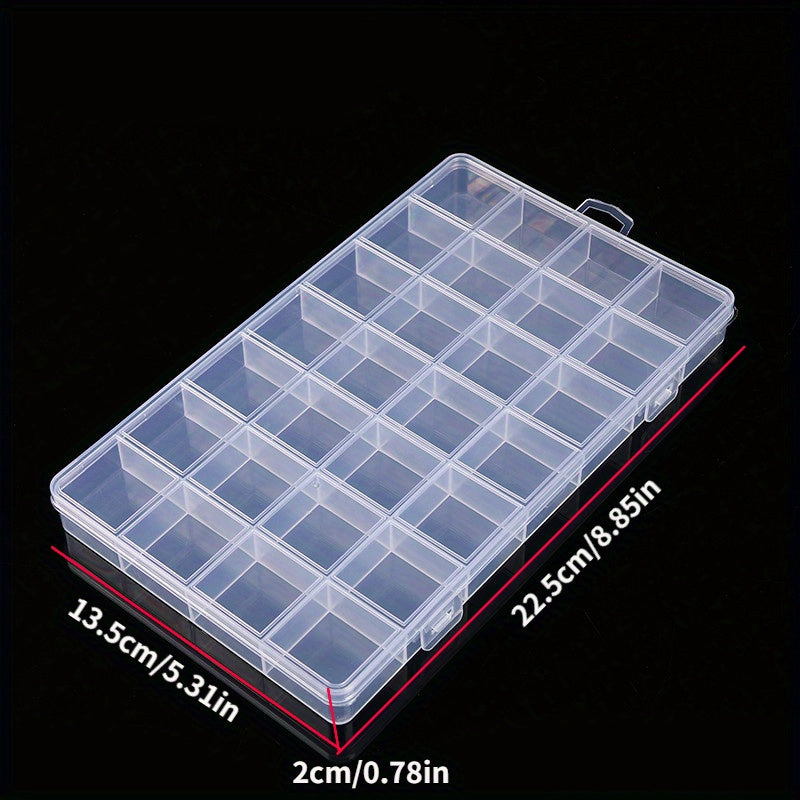 Rectangle Plastic Jewelry Box 28 Grids Compartment Storage Organizer