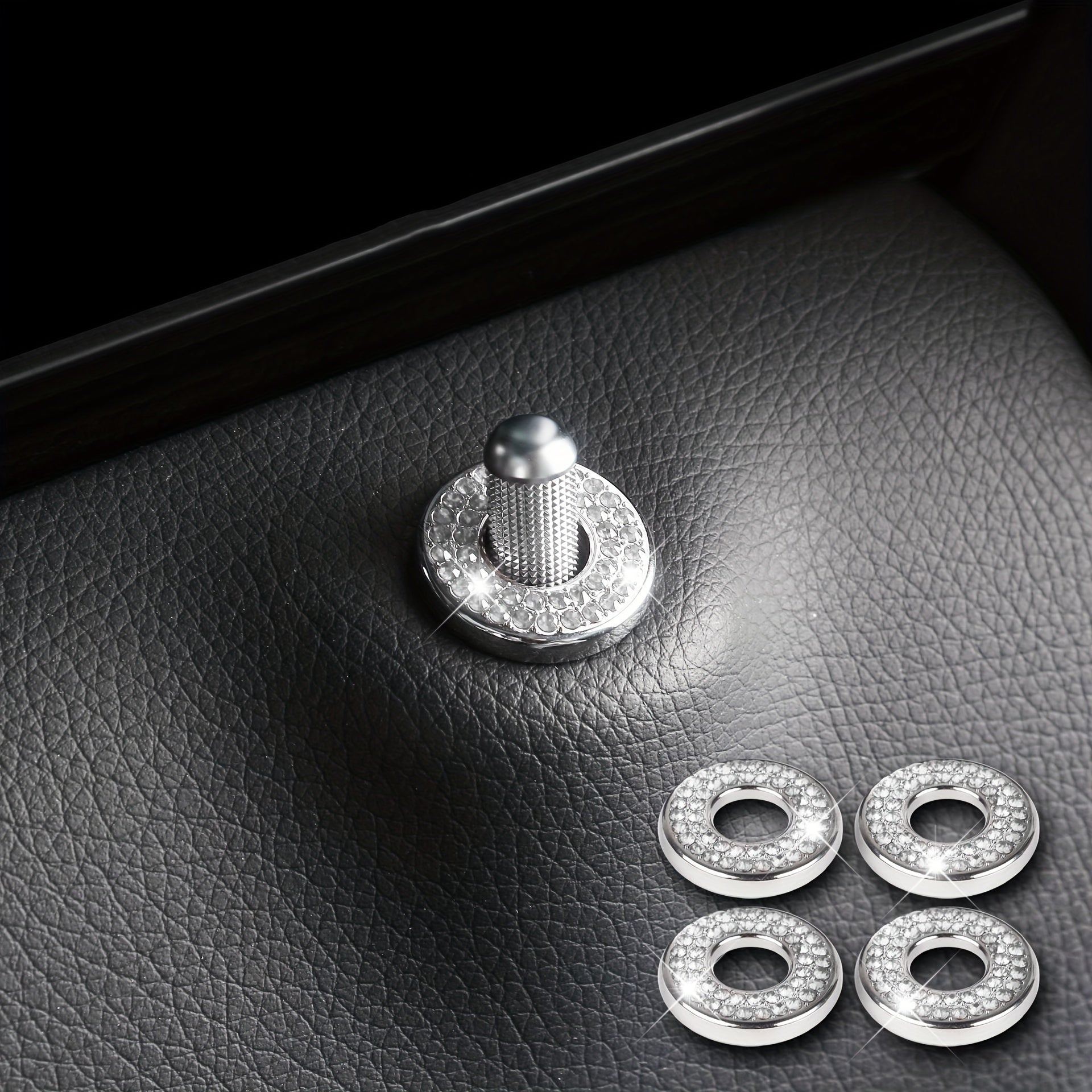 4pcs Car Door Bolts Glitter Diamond Decoration Trims for C Class GLC260