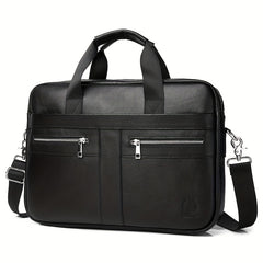 Men's Leather Briefcase Large Capacity Shoulder Bag Computer Handbag