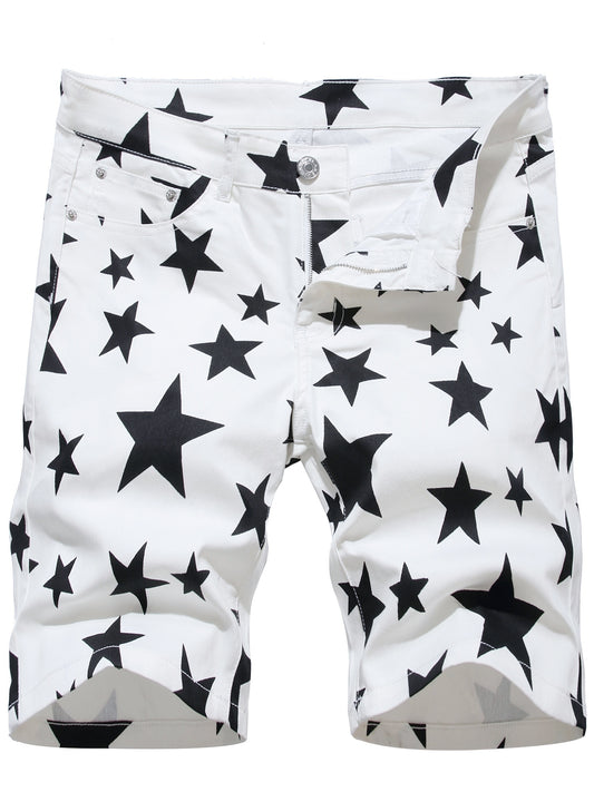 Creative Insect Print Denim Shorts for Men