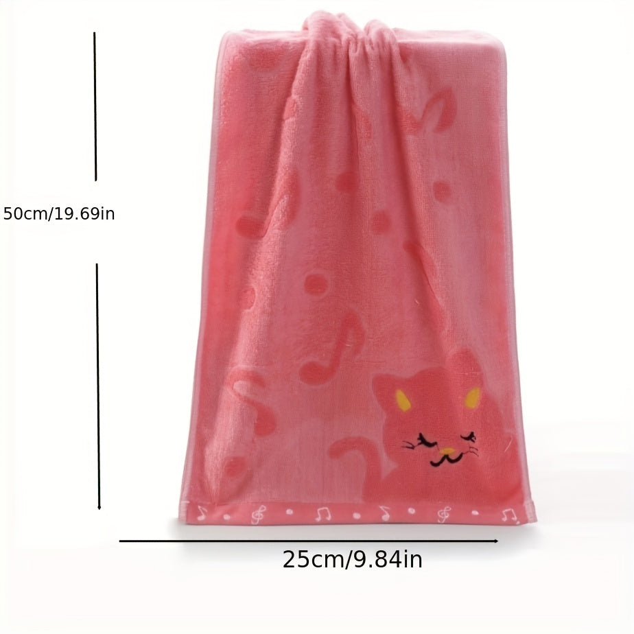 Cat Pattern Small Towel Bamboo Fiber Soft Absorbent Towel 9.84x19.69in