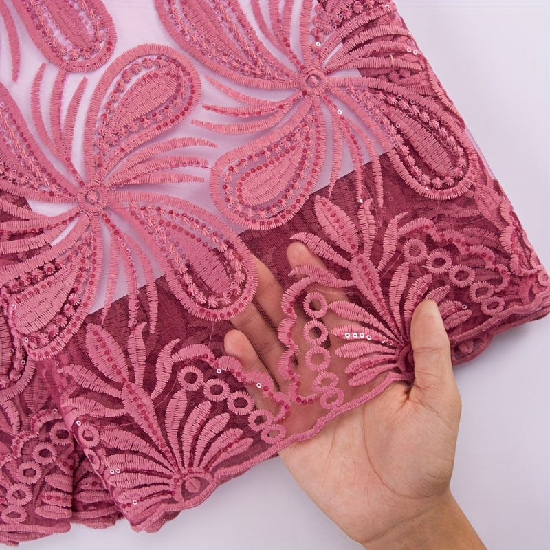 African Mesh Lace Fabric With Sequins French Tulle Lace Fabric