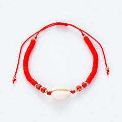 Hot Ocean Style Shell Gemstone Silicone Beaded Bracelet Hand Woven Adjustable